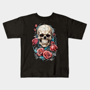 Death Skull Roses Kids T-Shirt